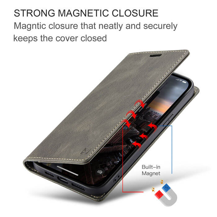 Autspace iPhone 15 Pro Max RFID Blocking Wallet Case