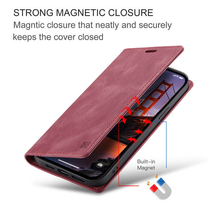 Autspace iPhone 15 Pro Max RFID Blocking Wallet Case