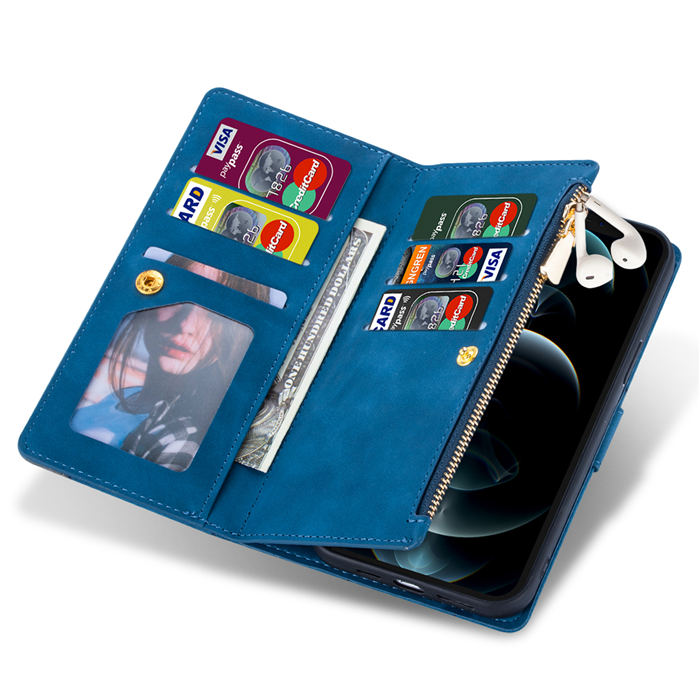 Zipper Wallet 9 Card Slots Magnetic Case with Handbag Wristlet