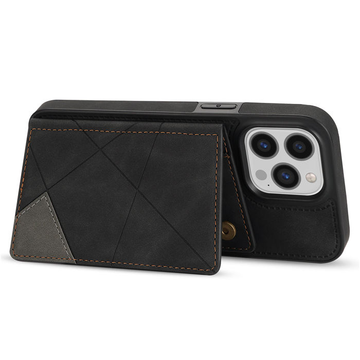 Wallet Kickstand Line Leather Magnetic Button Cover