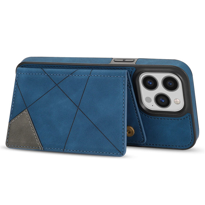 Wallet Kickstand Line Leather Magnetic Button Cover