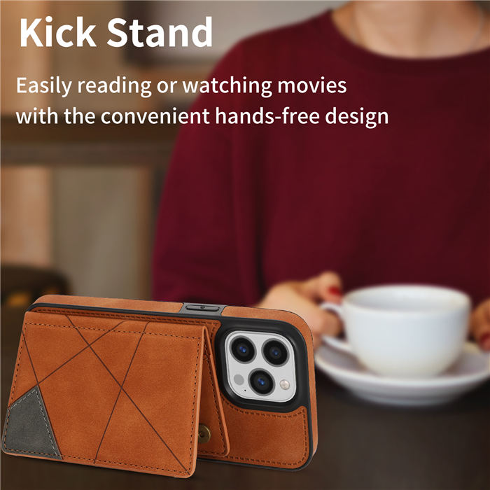 Wallet Kickstand Line Leather Magnetic Button Cover