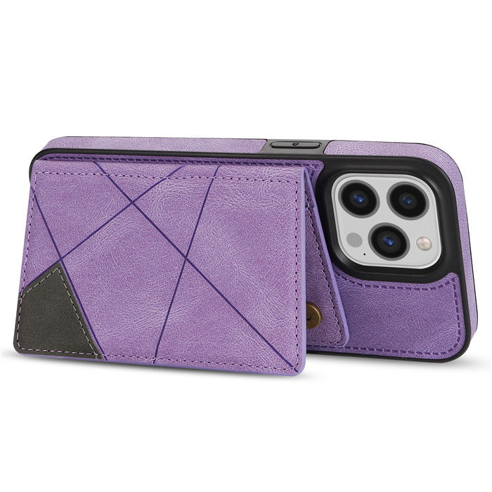 Wallet Kickstand Line Leather Magnetic Button Cover