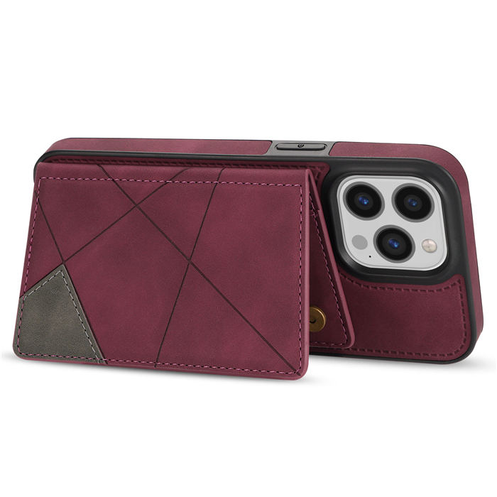 Wallet Kickstand Line Leather Magnetic Button Cover