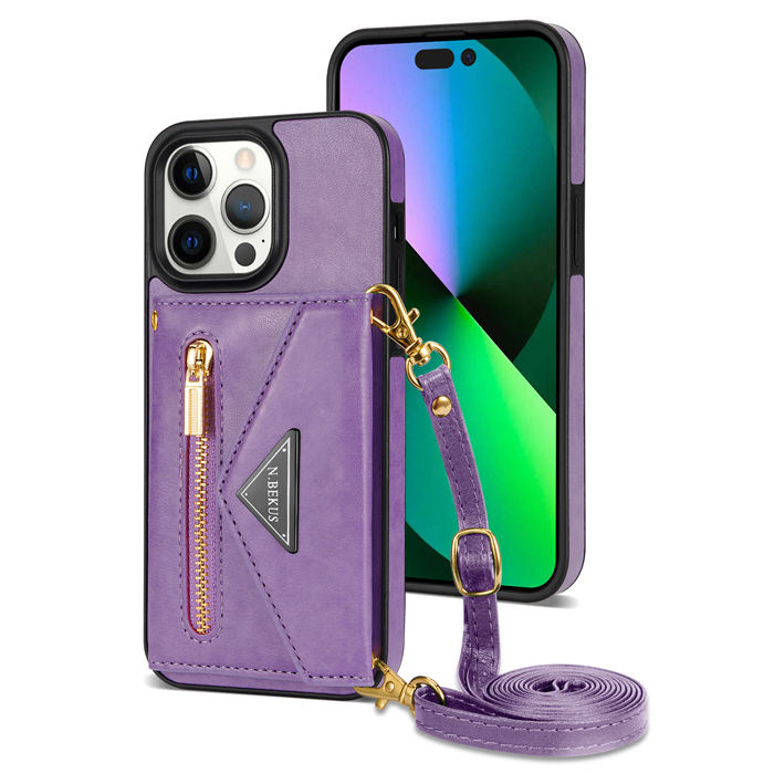 Crossbody Strap Zipper Wallet Kickstand Phone Cover