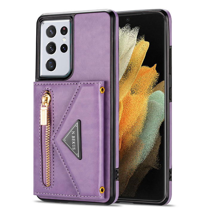 Crossbody Zipper Wallet Samsung Galaxy S21 Ultra Case With Strap