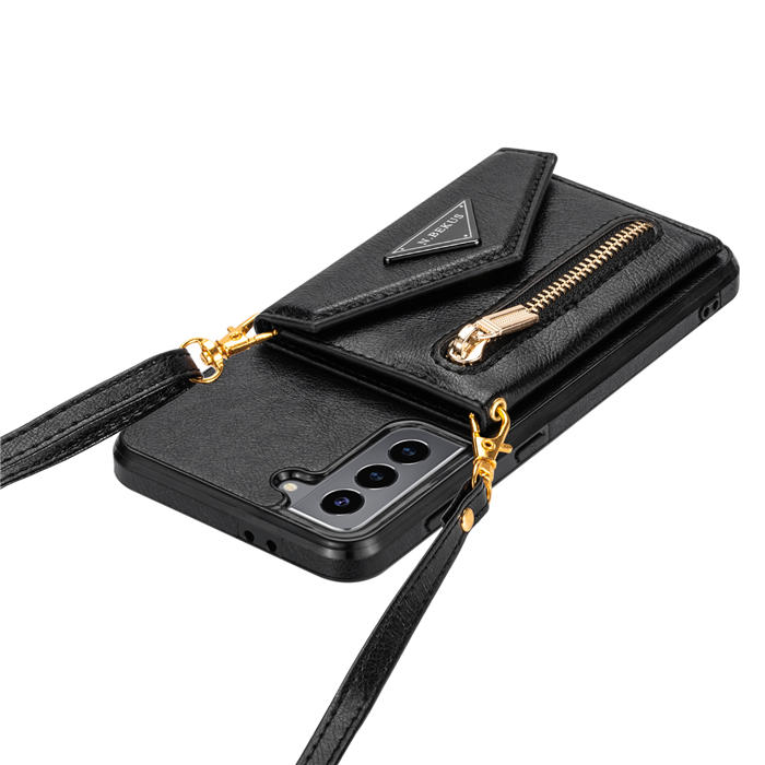 Crossbody Zipper Wallet Samsung Galaxy S22 Case With Strap