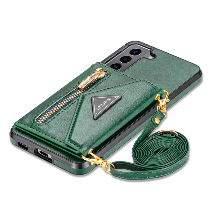 Crossbody Zipper Wallet Samsung Galaxy S22 Plus Case With Strap