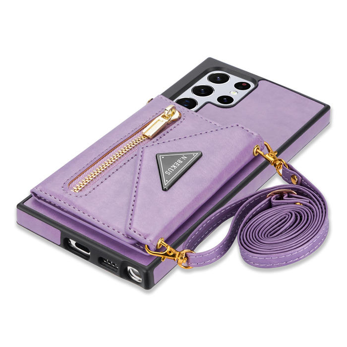 Crossbody Zipper Wallet Samsung Galaxy S22 Ultra Case With Strap