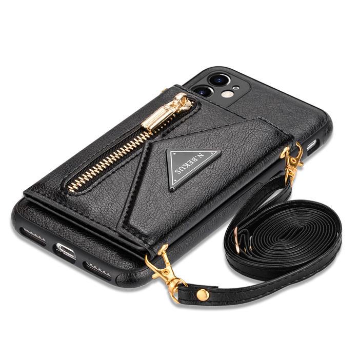 Crossbody Zipper Wallet iPhone 11 Pro Case With Strap