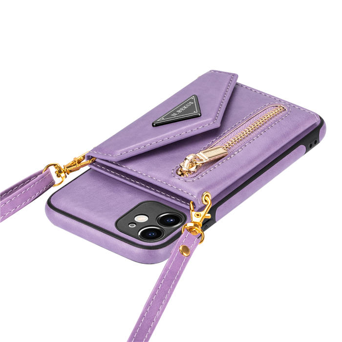 Crossbody Zipper Wallet iPhone 11 Pro Case With Strap