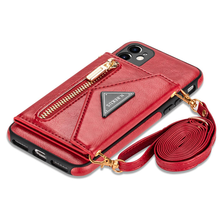 Crossbody Zipper Wallet iPhone 11 Pro Max Case With Strap