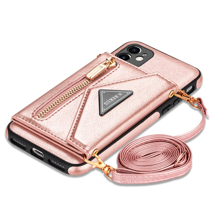 Crossbody Zipper Wallet iPhone 11 Pro Case With Strap