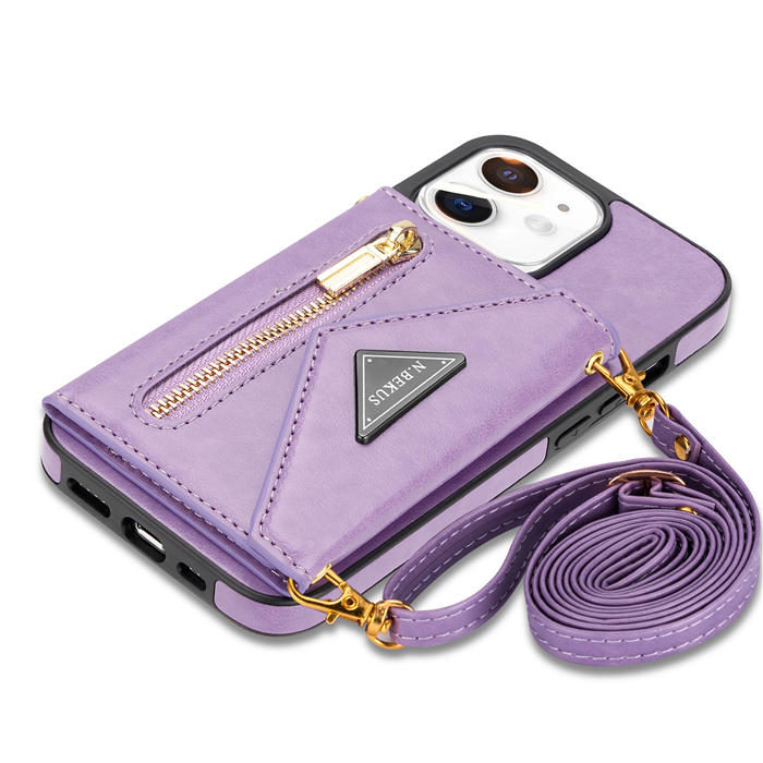 Crossbody Zipper Wallet iPhone 12/12 Pro Case With Strap