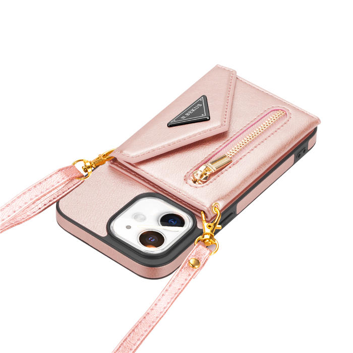 Crossbody Zipper Wallet iPhone 12/12 Pro Case With Strap