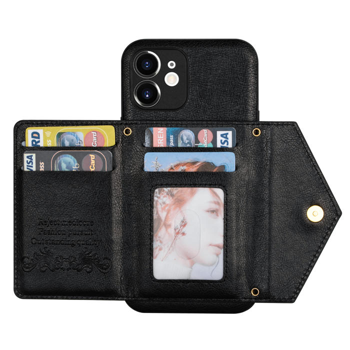 Crossbody Zipper Wallet iPhone 12 Mini Case With Strap