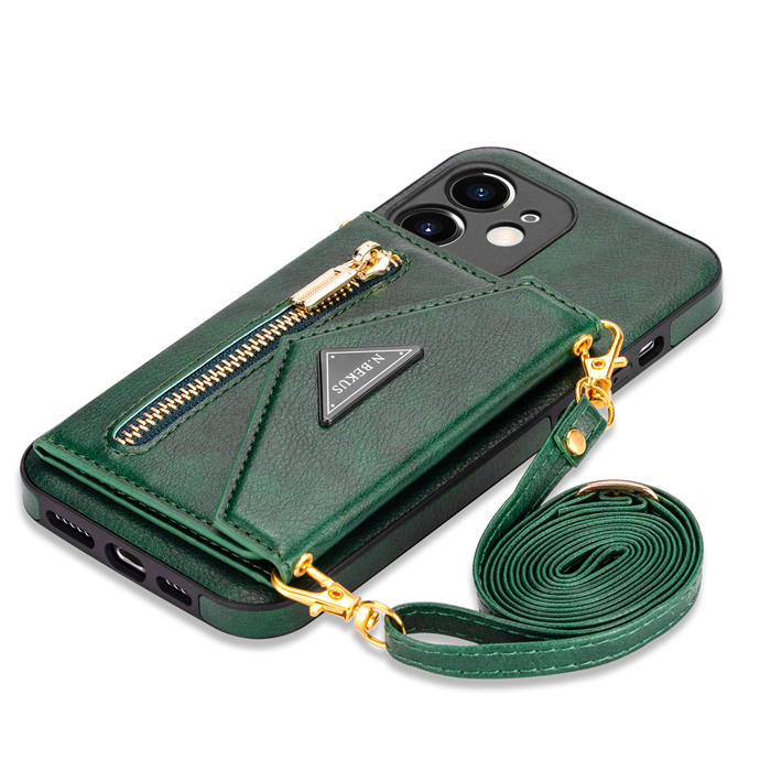 Crossbody Zipper Wallet iPhone 12 Mini Case With Strap