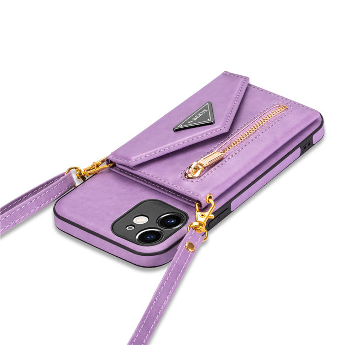 Crossbody Zipper Wallet iPhone 12 Mini Case With Strap