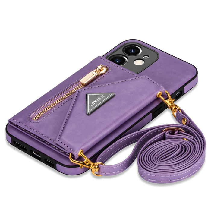 Crossbody Zipper Wallet iPhone 12 Mini Case With Strap