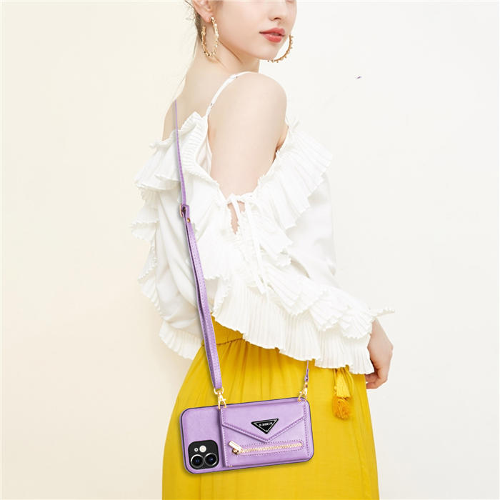 Crossbody Zipper Wallet iPhone 12 Mini Case With Strap