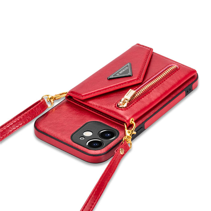 Crossbody Zipper Wallet iPhone 12 Mini Case With Strap