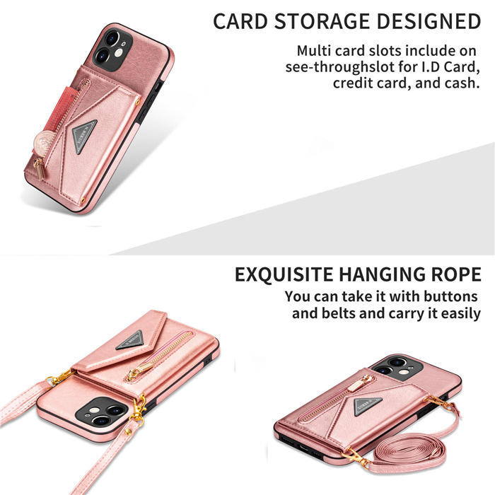 Crossbody Zipper Wallet iPhone 12 Mini Case With Strap