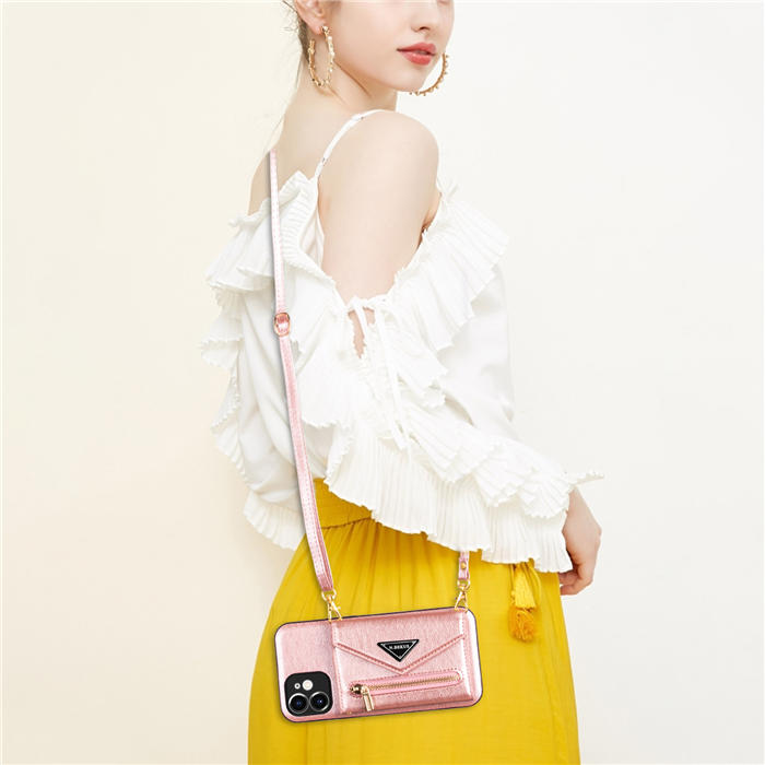 Crossbody Zipper Wallet iPhone 12 Mini Case With Strap