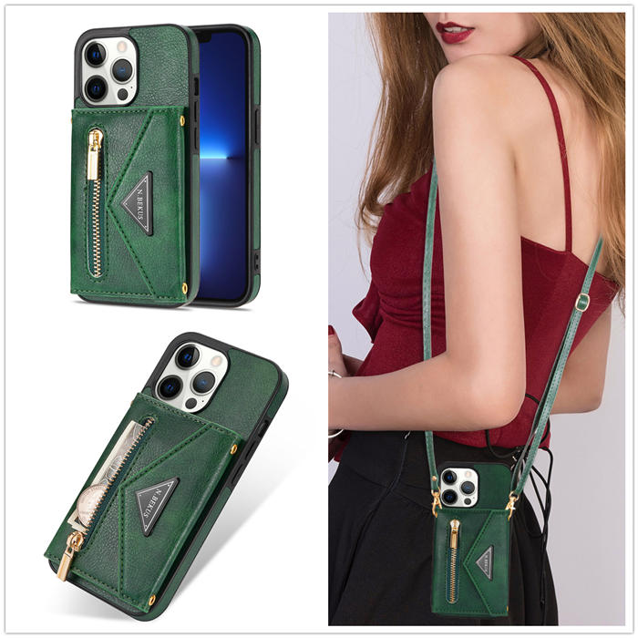 Crossbody Zipper Wallet iPhone 12 Pro Max Case With Strap