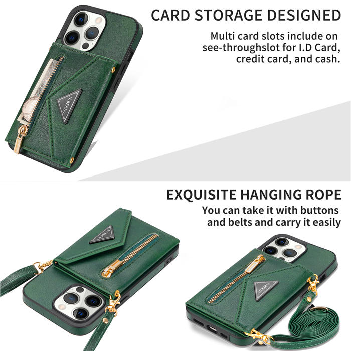 Crossbody Zipper Wallet iPhone 12 Pro Max Case With Strap