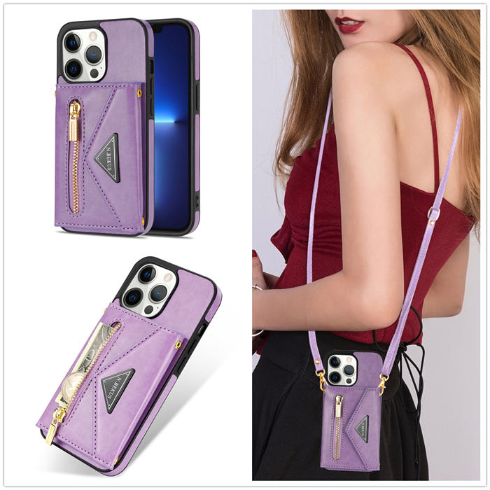Crossbody Zipper Wallet iPhone 12 Pro Max Case With Strap