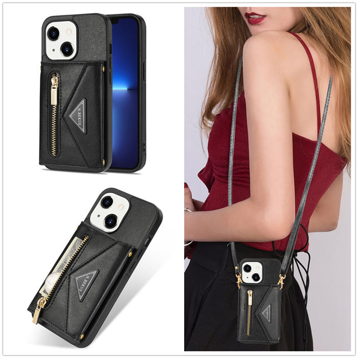 Crossbody Zipper Wallet iPhone 13 Mini Case With Strap