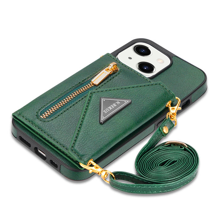 Crossbody Zipper Wallet iPhone 13 Case With Strap