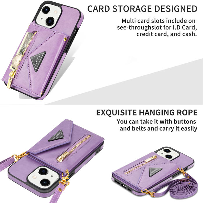 Crossbody Zipper Wallet iPhone 13 Mini Case With Strap