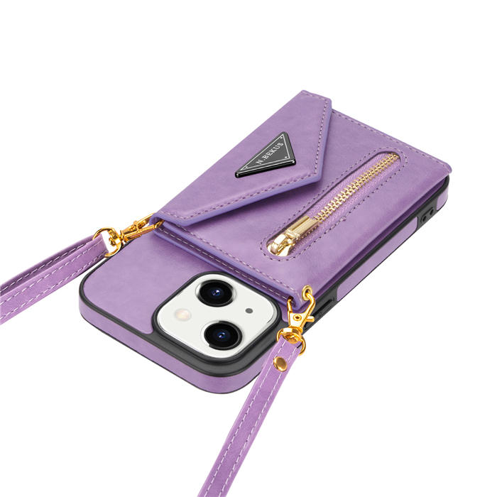 Crossbody Zipper Wallet iPhone 13 Mini Case With Strap