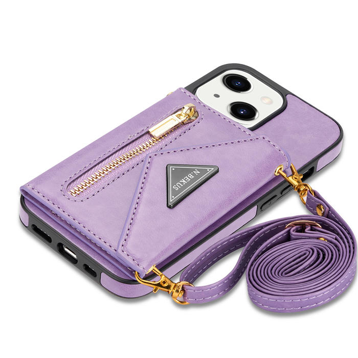 Crossbody Zipper Wallet iPhone 13 Mini Case With Strap