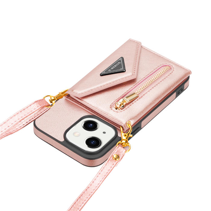 Crossbody Zipper Wallet iPhone 13 Mini Case With Strap