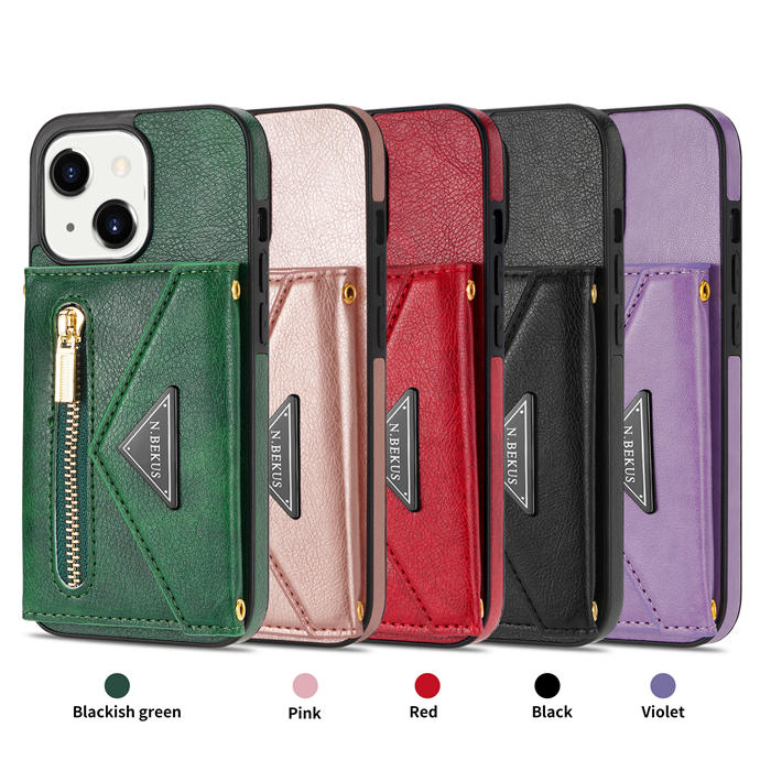 Crossbody Zipper Wallet iPhone 13 Mini Case With Strap