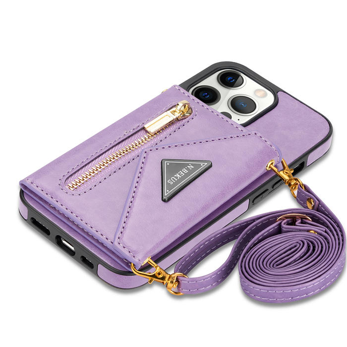 Crossbody Zipper Wallet iPhone 13 Pro Case With Strap