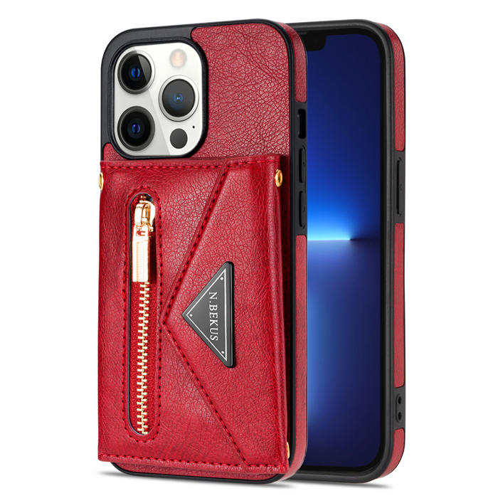 Crossbody Zipper Wallet iPhone 13 Pro Case With Strap