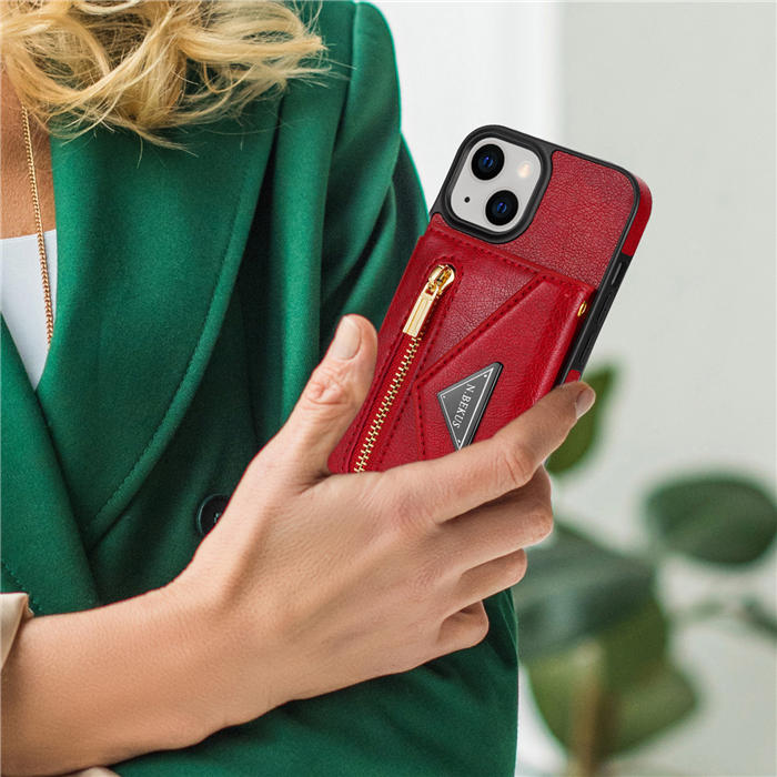 Crossbody Zipper Wallet iPhone 14 Case With Strap