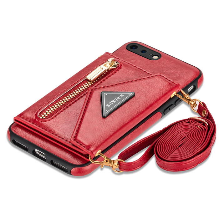 Crossbody Zipper Wallet iPhone 7 Plus/8 Plus Case With Strap