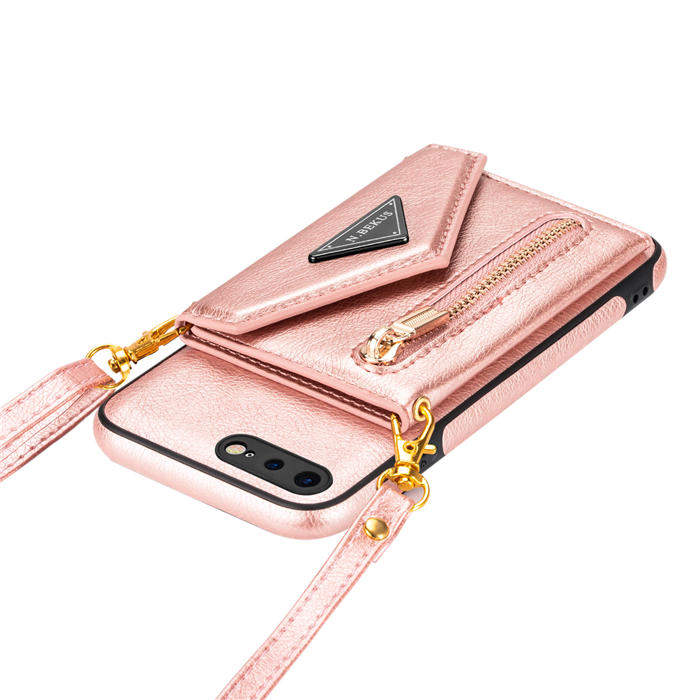 Crossbody Zipper Wallet iPhone 7 Plus/8 Plus Case With Strap