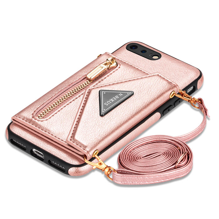 Crossbody Zipper Wallet iPhone 7 Plus/8 Plus Case With Strap