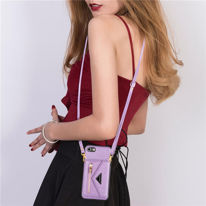 Crossbody Zipper Wallet iPhone 7/8/SE2 2020/SE3 2022 Case With Strap