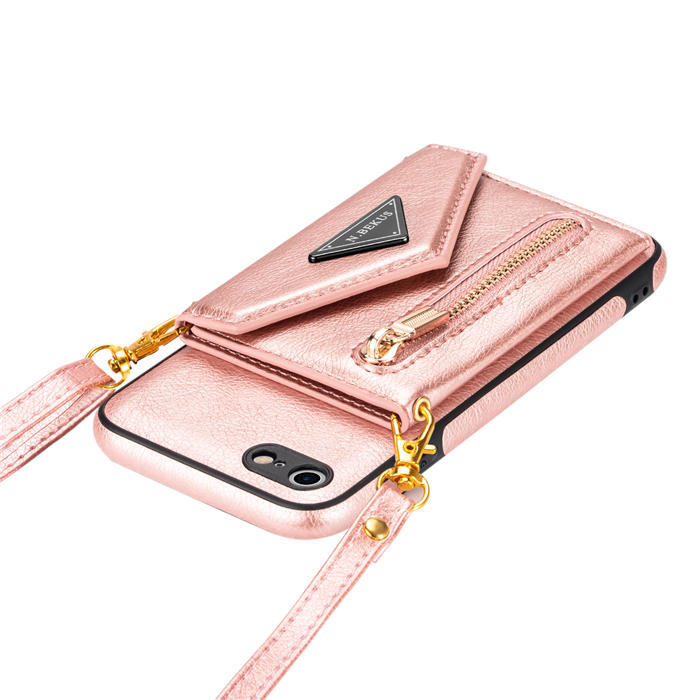 Crossbody Zipper Wallet iPhone 7/8/SE2 2020/SE3 2022 Case With Strap