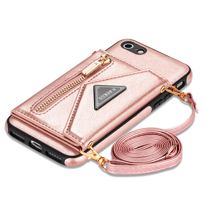 Crossbody Zipper Wallet iPhone 7/8/SE2 2020/SE3 2022 Case With Strap