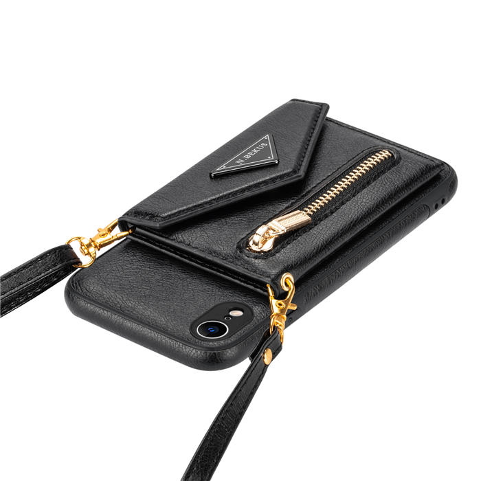 Crossbody Zipper Wallet iPhone XR Case With Strap