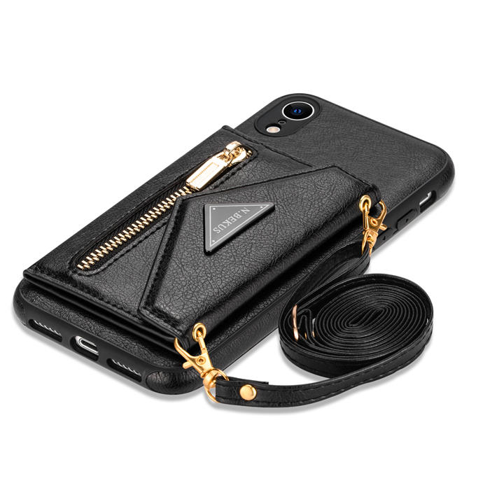 Crossbody Zipper Wallet iPhone XR Case With Strap