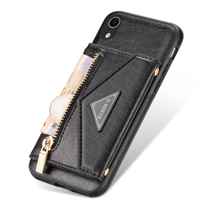 Crossbody Zipper Wallet iPhone XR Case With Strap