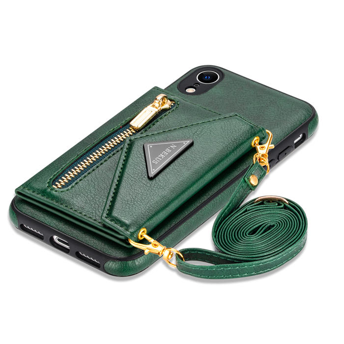 Crossbody Zipper Wallet iPhone XR Case With Strap